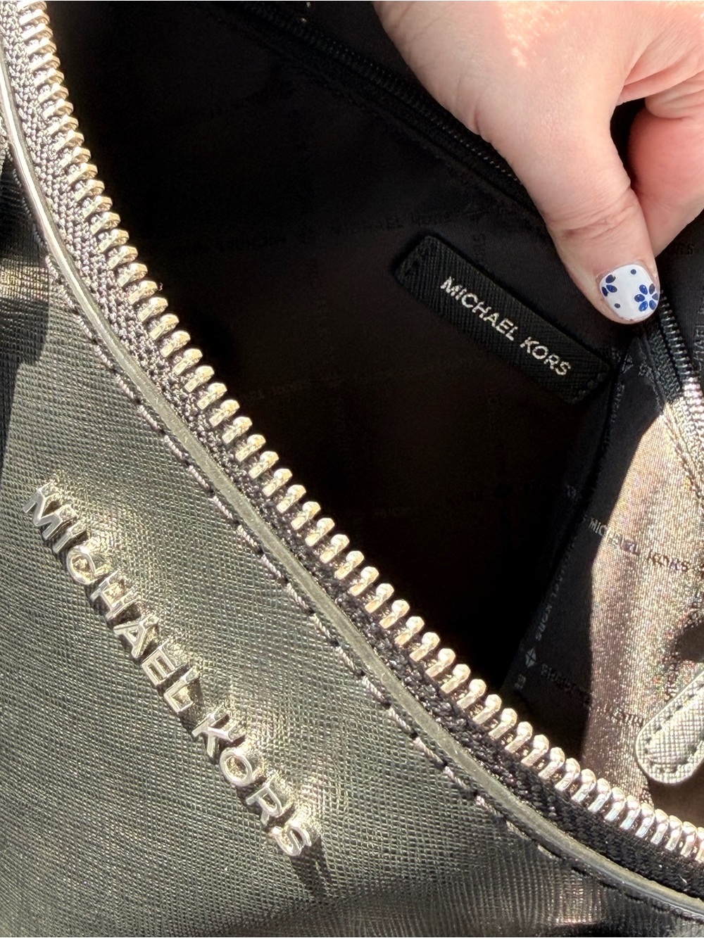 Michael Kors Black Saffiano Satchel with Silver Hardware - Picture 6 of 8